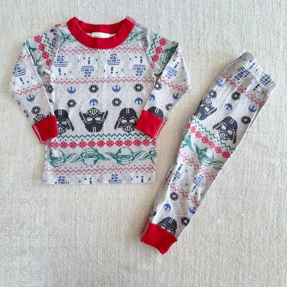 Hanna Andersson Gray Fair Isle Star Wars Pajama Set. Size 18-24mo EUC - Picture 1 of 4